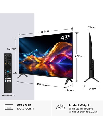 TCL 43V5D-UK 43in FHD QLED Smart Fire TV
