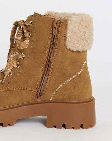 Kerry Lace Up Flat Ankle Boots - Wide Fit (E)