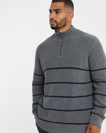 Fisherman Stripe 1/4 Zip Knitted Jumper