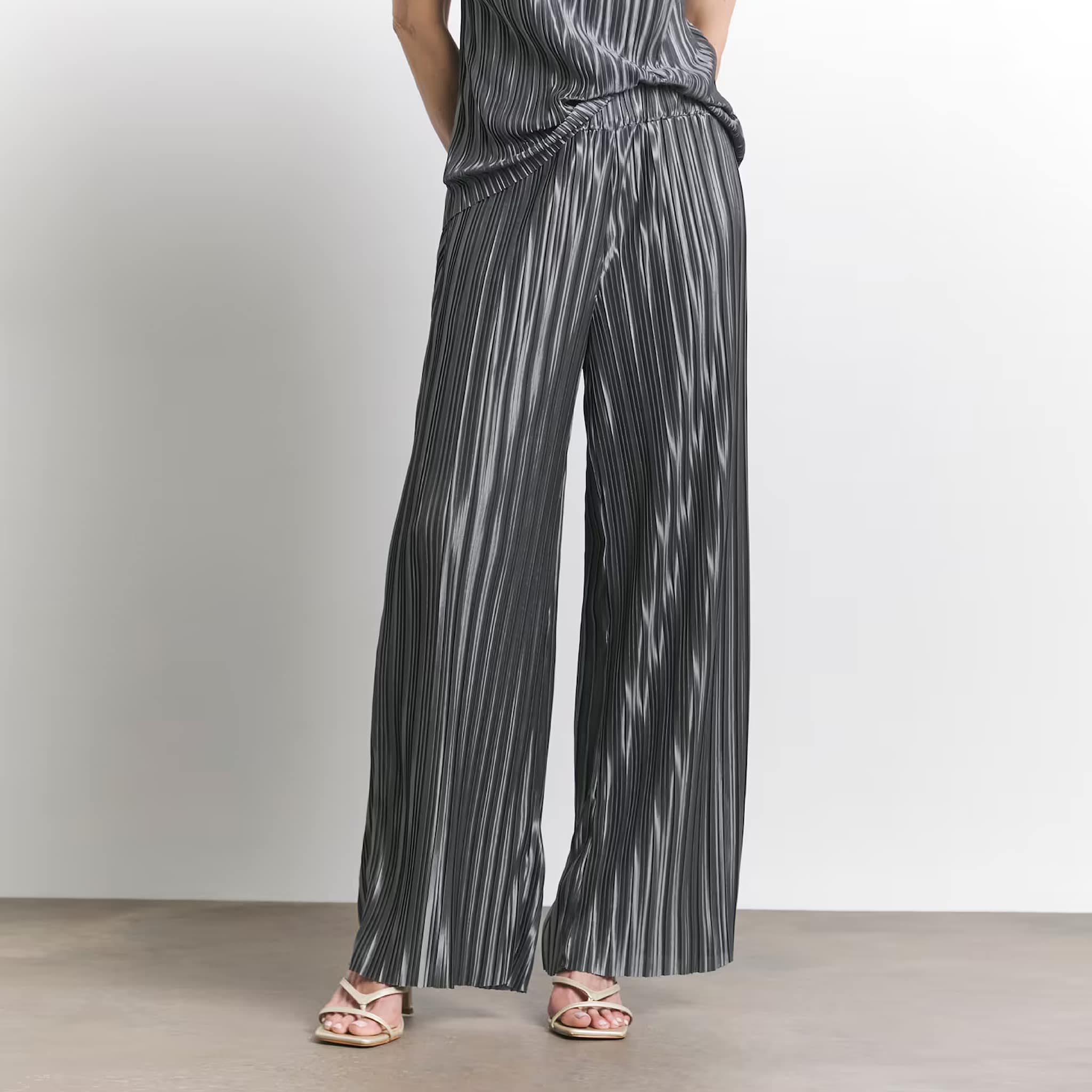 Shiny wide fitting silver trousers