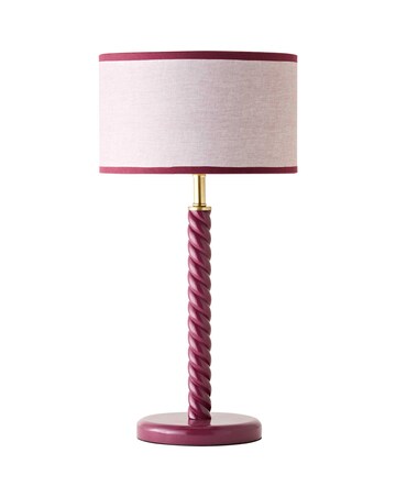 ValueLights Amara Pink Twist Table Lamp with Colour Match Inner Shade