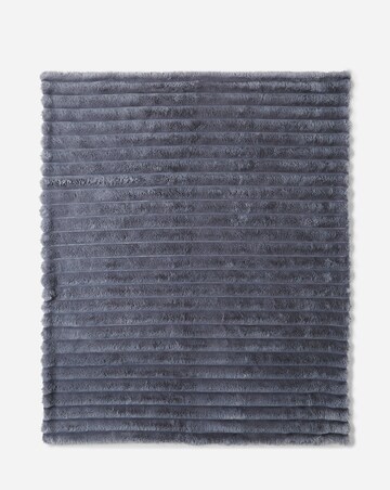 Ribbed Faux Fur Throw - Charcoal