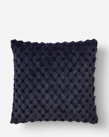 Scallop Faux Fur Cushion - Navy