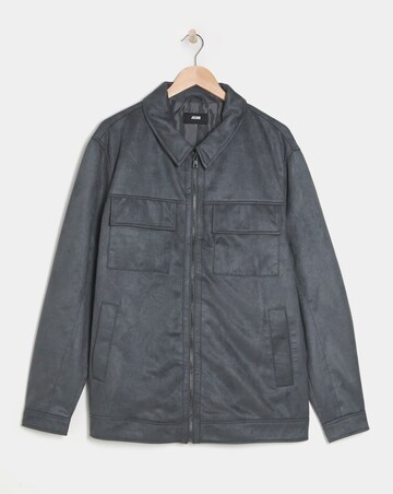 Grey Faux Suede Zip Jacket