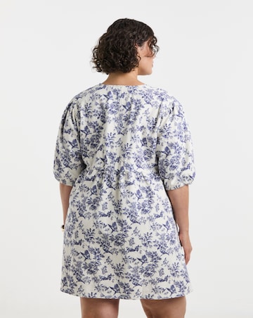 Simply Be Blue Mix Floral Tie Front Denim Dress