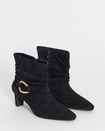 Naomi Suede Pointed Slouch Kitten Heel Ankle Boots - Wide Fit (E)