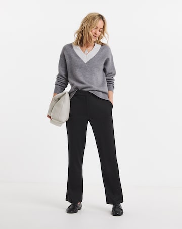 Black Tailored Jersey Straight Leg Trousers