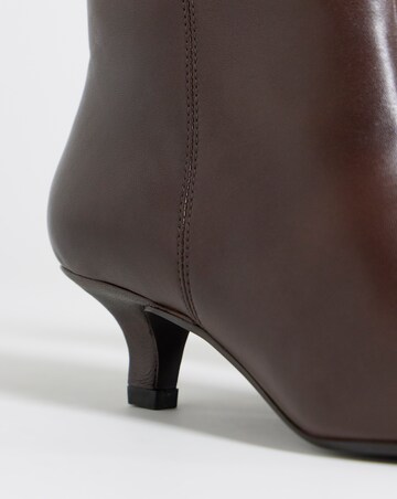 Shayna Pointed Toe Kitten Heel Leather Ankle Boots - Wide Fit (E)