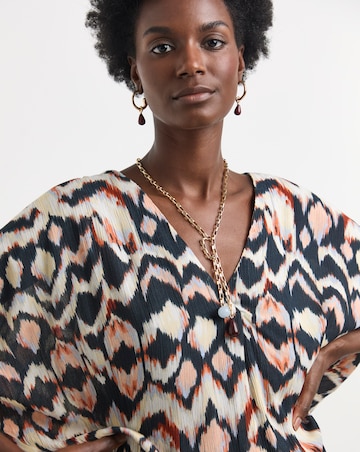 Textured Crinkle Kaftan Overhead Midi Dress