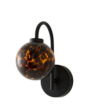 ValueLights Chiara Black Leopard Glass Globe Wall Light