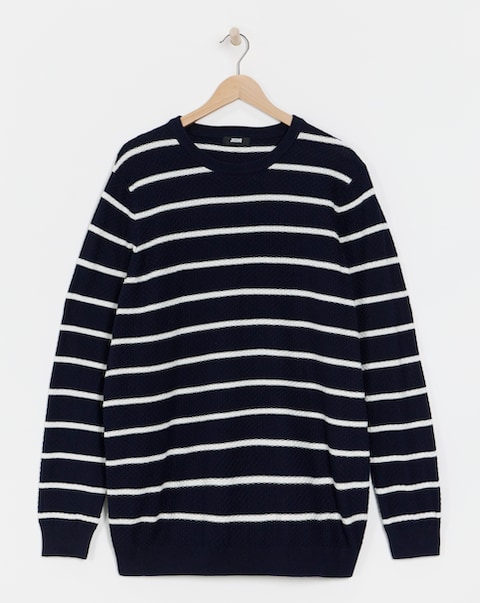 Textured Navy Stripe Knitted Jumper
