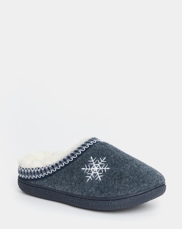 Cushion Walk Embroidered Snowflake Slippers - Wide Fit (E)
