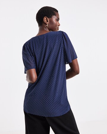 Navy Heat Seal Angel Sleeve Top