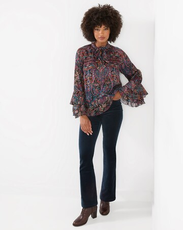 Joe Browns Boho Print Tie Neck Blouse With Ruffle Sleeve Detail