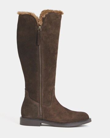 Chloe Suede Faux Fur Knee High Boots - Extra Wide Fit (EEE) & Super Curvy Calf