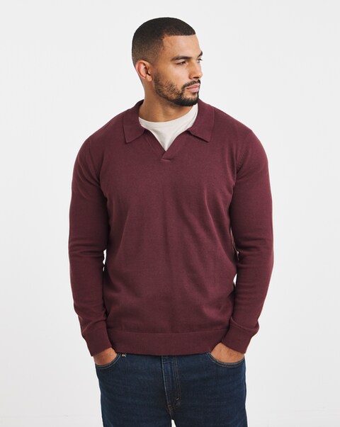New In - Long Sleeve Cotton Trophy Neck Polo