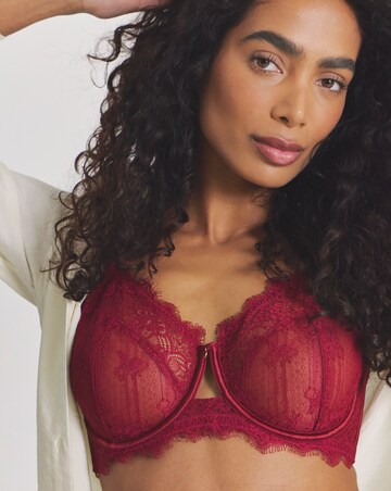 Pretty Secrets Eyelash Lace Underwired Full Cup Bra Black