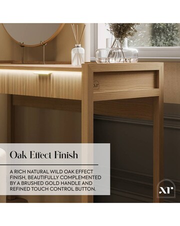 XR Living Dakota Dressing Table With App Control Lights - Oak