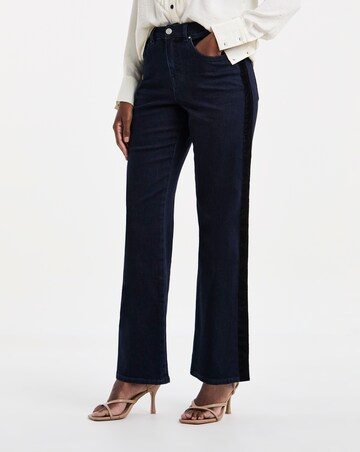 Indigo Slim Wide Leg Velvet Side Stripe Jeans