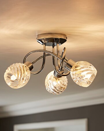 ValueLights Reyka 3 Way Cross Over Chrome Ceiling Light Swirl Glass
