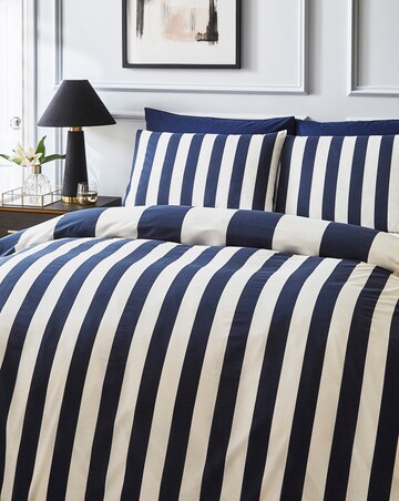 Bold Stripe Reversible Cotton Blend Duvet Cover Set