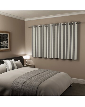 Henley 100% Blackout Woven Striped Eyelet Curtain