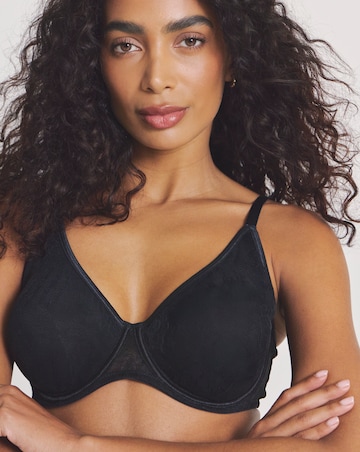 Pretty Secrets Moulded Lace Wired Bra (B-F) Black