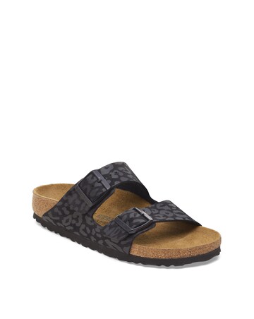Birkenstock Arizona Leo Black Foil Print Sandals - Standard Fit (D)