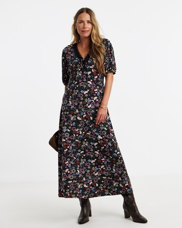 Soft Touch Lace Trim Puff Sleeve Dress