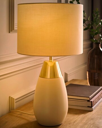 ValueLights Hurst Large Cream Touch Table Lamp