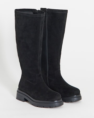 Duclie Chunky Stretch Knee High Boots - Extra Wide Fit (EEE) & Super Curvy Calf