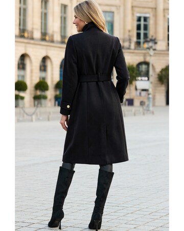 Sosandar Single Breasted Belted Coat With Funnel Neck