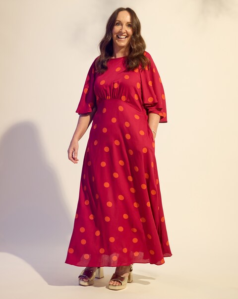 Spot Print Cape Tea Dress