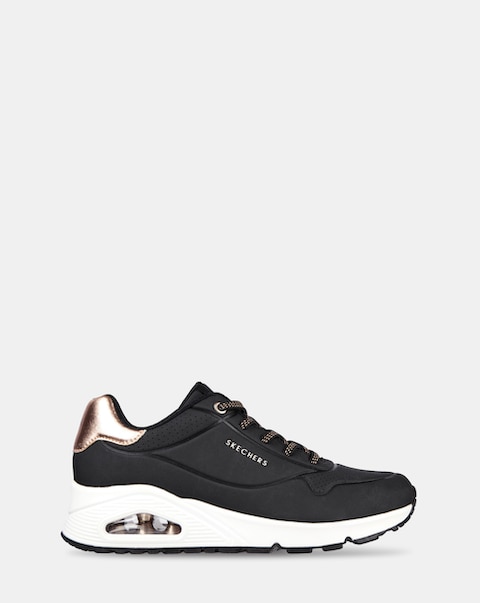Skechers White Uno Shimmer Away Trainers - Wide Fit (E)