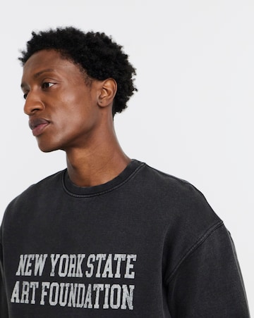 Only & Sons Creative College Relaxed Washed Crew Sweat - Washed Black