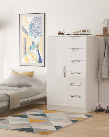 Haydn Ready Assembled 1 Door 5 Drawer Kids Wardrobe - Kids