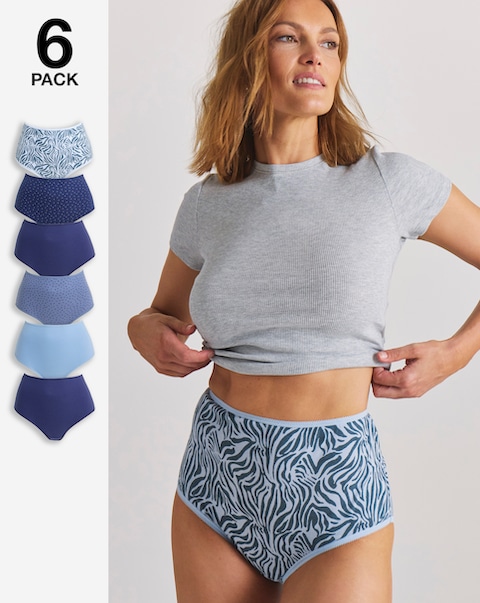 Pretty Secrets (6 Pack) Cotton Full Fit Brief Knickers