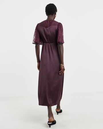 Purple Satin Lace Panel Tea Dress