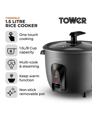 Tower 1.5L/8-Cup Electric Rice Cooker