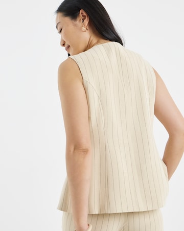 Stripe Linen Mix Longline Waistcoat