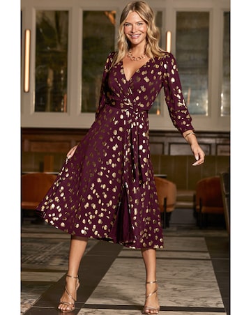 Sosandar Metallic Spot Print Wrap Dress