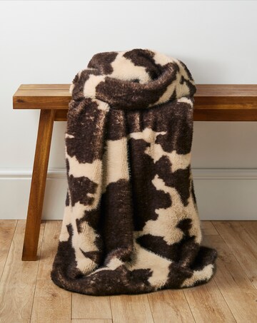 Cow Printed Faux Fur Throw