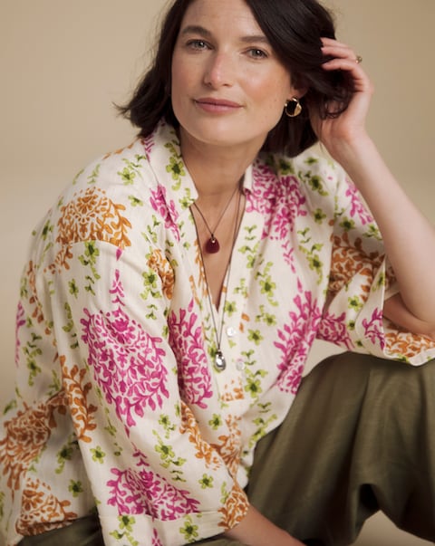 Julipa Longline Mix Linen Blouse
