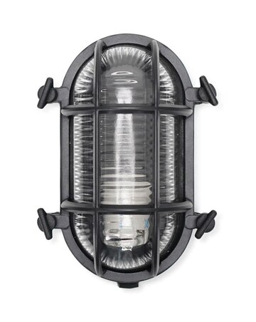 ValueLights Bow Black Bulkhead IP64 Outdoor Wall Light with Filament Bulb