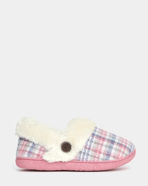 Cushion Walk Checkered Cosy Full Slippers - Extra Wide Fit (EEE)