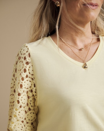Julipa Pure Cotton Crochet Sleeve T-Shirt