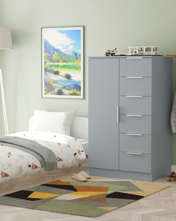 Humber Ready Assembled 1 Door 5 Drawer Kids Wardrobe - Kids