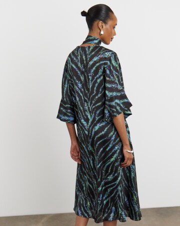 Joanna Hope Tie Neck Swing Midi Dress