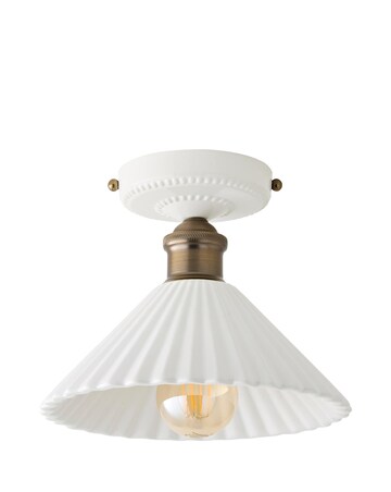 ValueLights Burford Ceramic Ribbed Semi Flush Ceiling Light