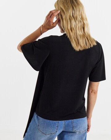 Black Drape Tie Angel Sleeve Top